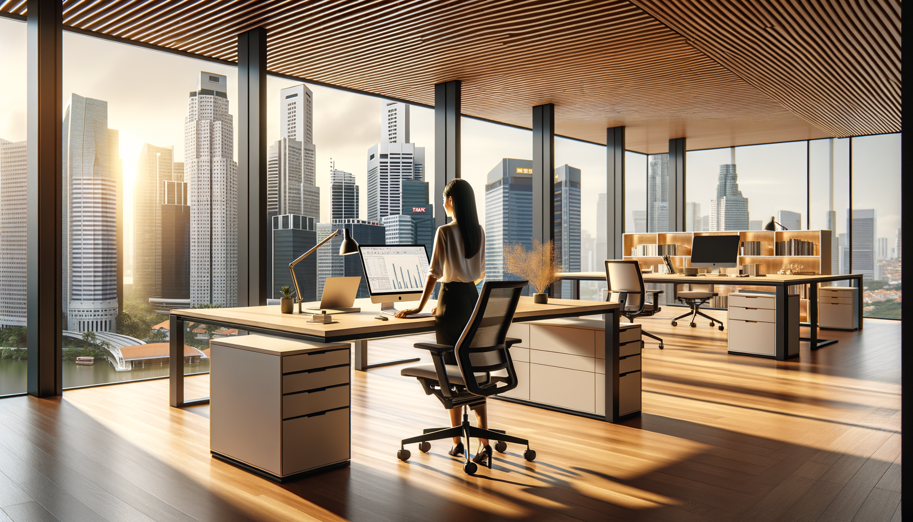 Standing desk in Singapore office